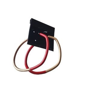 Red and Gold Post Hoop Earrings